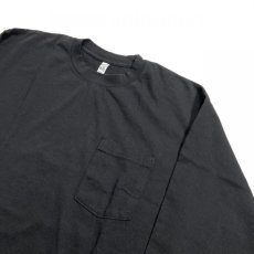 画像2: Los Angeles Apparel 6.5oz L/S Garment Dye Pocket T-Shirts Black / ロサンゼルスアパレル 6.5オンス ガーメントダイ ロングスリーブ クルーネック ポケット Tシャツ ブラック (2)
