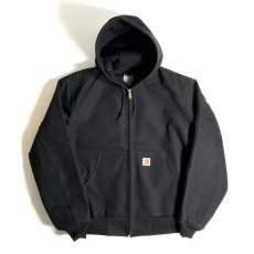 画像1: Carhartt USA Thermal Lined Duck Active Hoodie Jacket - Black (1)