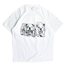 画像1: Coming & Going Designs English Bulldog Puppies Tee - White (1)