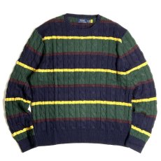 画像1: Polo Ralph Lauren Crewneck Cable Cotton Sweater / ポロ ラルフローレン クルーネック ケーブル セーター (1)