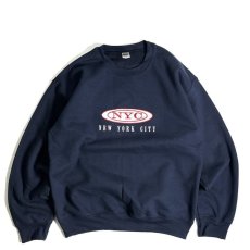 画像1: New York Oval Logo Embroidered Sweatshirts Navy / ニューヨーク スーベニア クルーネック スウェット ネイビー (1)