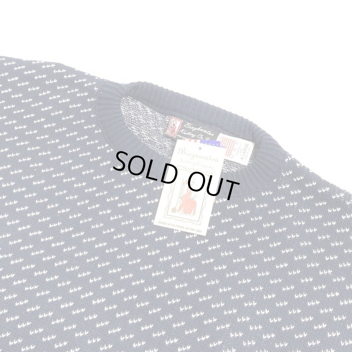 画像2: Binghamton Knitting Company Fleck Pullover Knit Sweater - NavyｘNatural (2)