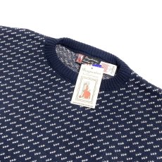画像2: Binghamton Knitting Company Fleck Pullover Knit Sweater - NavyｘNatural (2)