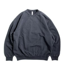画像1: Los Angeles Apparel 14oz Garment Dye Heavy Fleece Crewneck - Off Black (1)