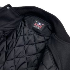 画像6: GAME Sportswear Genuine Wool ｘLeather Varsity Jacket Black / ゲームスポーツウェア ウールｘレザー バーシティジャケット スタジャン ブラック (6)