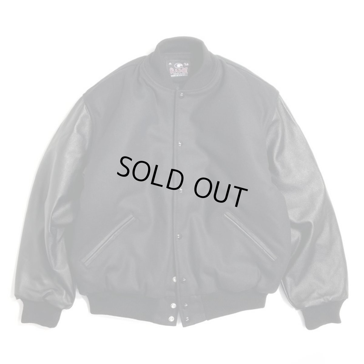 画像1: GAME Sportswear Genuine WoolｘLeather Varsity Jacket - Black (1)