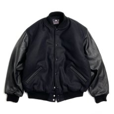 画像1: GAME Sportswear Genuine Wool ｘLeather Varsity Jacket Black / ゲームスポーツウェア ウールｘレザー バーシティジャケット スタジャン ブラック (1)