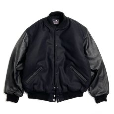 画像1: GAME Sportswear Genuine WoolｘLeather Varsity Jacket - Black (1)