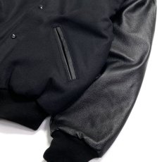 画像3: GAME Sportswear Genuine WoolｘLeather Varsity Jacket - Black (3)