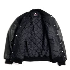 画像7: GAME Sportswear Genuine Wool ｘLeather Varsity Jacket Black / ゲームスポーツウェア ウールｘレザー バーシティジャケット スタジャン ブラック (7)