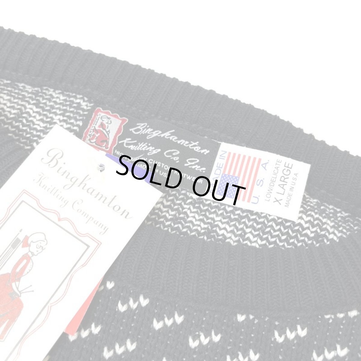 画像3: Binghamton Knitting Company Fleck Pullover Knit Sweater - BlackｘNatural (3)