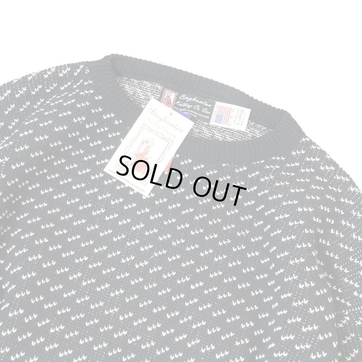 画像2: Binghamton Knitting Company Fleck Pullover Knit Sweater - BlackｘNatural (2)