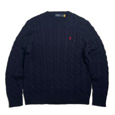 画像1: Polo Ralph Lauren Crewneck Cable Cotton Sweater - Navy (1)