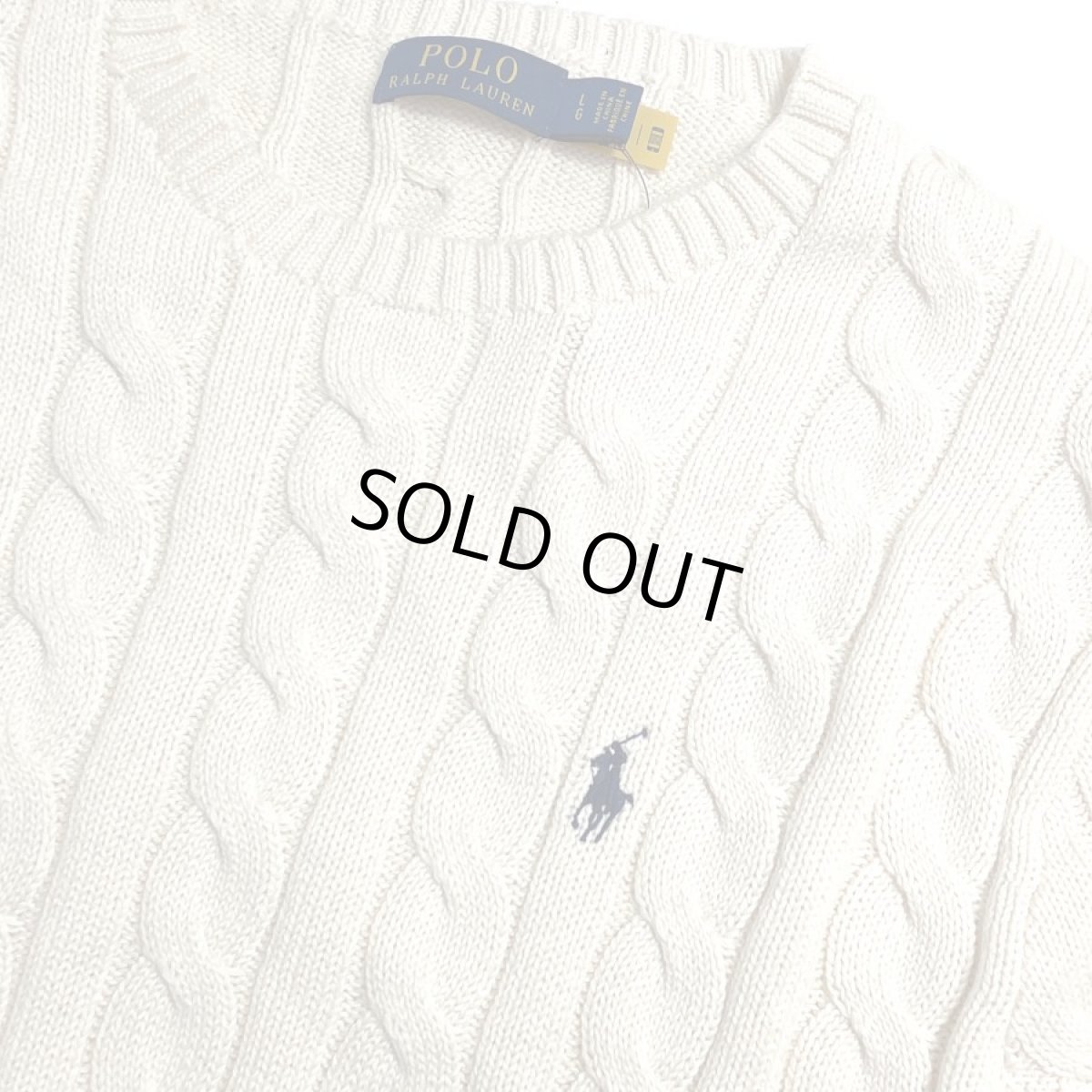 画像2: Polo Ralph Lauren Crewneck Cable Cotton Sweater - Cream (2)