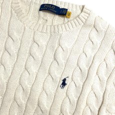 画像2: Polo Ralph Lauren Crewneck Cable Cotton Sweater - Cream (2)
