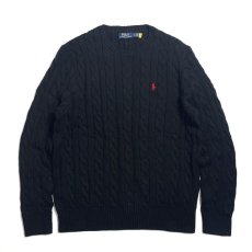 画像1: Polo Ralph Lauren Crewneck Cable Cotton Sweater - Black (1)