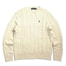画像1: Polo Ralph Lauren Crewneck Cable Cotton Sweater - Cream (1)