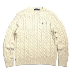 画像1: Polo Ralph Lauren Crewneck Cable Cotton Sweater Cream / ポロ ラルフローレン クルーネック ケーブル コットン セーター クリーム (1)