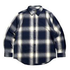 画像1: Shakawear Plaid Flannel Overshirts CreamｘNavy / シャカウェア プレイド フランネル オーバーシャツ クリームｘネイビー (1)