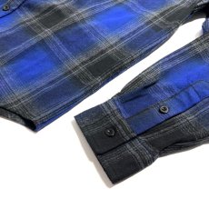 画像4: Shakawear Plaid Flannel Overshirts RoyalｘBlack / シャカウェア プレイド フランネル オーバーシャツ ロイヤルｘブラック (4)