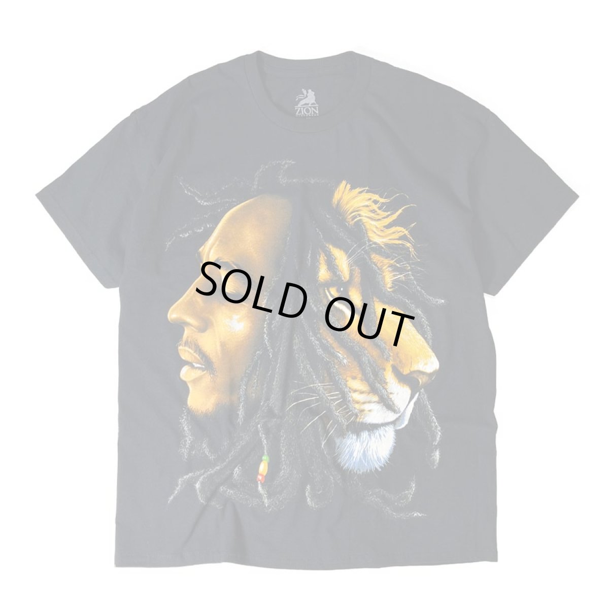 画像1: Zion Rootswear Bob Marley Profiles Rasta Lion T-Shirts - Black (1)