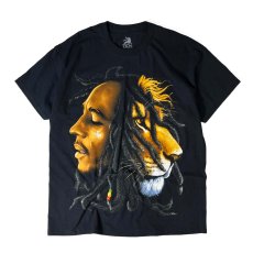 画像1: Zion Rootswear Bob Marley Profiles Rasta Lion T-Shirts Black / ザイオンルーツウェア プロファイル ラスタ ライオン Tシャツ ブラック (1)