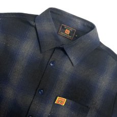 画像2: FB County S/S Checker Flannel Shirts RoyalｘBlackｘGrey / エフビーカウンティ チェッカー フランネル シャツ ロイヤルｘブラックｘグレー (2)