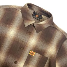 画像2: FB County S/S Checker Flannel Shirts BrownｘTan / エフビーカウンティ チェッカー フランネル シャツ ブラウンｘタン (2)