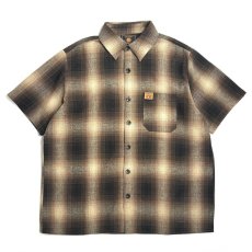 画像1: FB County S/S Checker Flannel Shirts - Black/Tan (1)