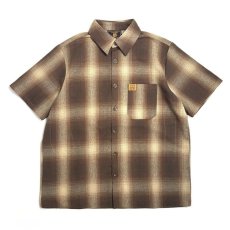 画像1: FB County S/S Checker Flannel Shirts BrownｘTan / エフビーカウンティ チェッカー フランネル シャツ ブラウンｘタン (1)