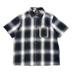 画像1: FB County S/S Checker Flannel Shirts RoyalｘGreyｘWhite / エフビーカウンティ チェッカー フランネル シャツ ロイヤルｘグレーｘホワイト (1)