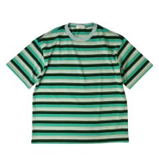 画像1: Hagerstown S/S Multi Colored Stripe T-Shirts Green / ヘイガーズタウン マルチカラー ストライプ ボーダー Tシャツ グリーン (1)