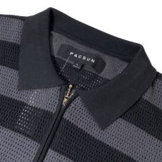 画像3: PacSun S/S Half Zip Stripe Mesh Knit Shirts BlackｘCharcoal / パックサン ショートスリーブ ハーフジップ メッシュ ニットシャツ ブラックｘチャコール (3)