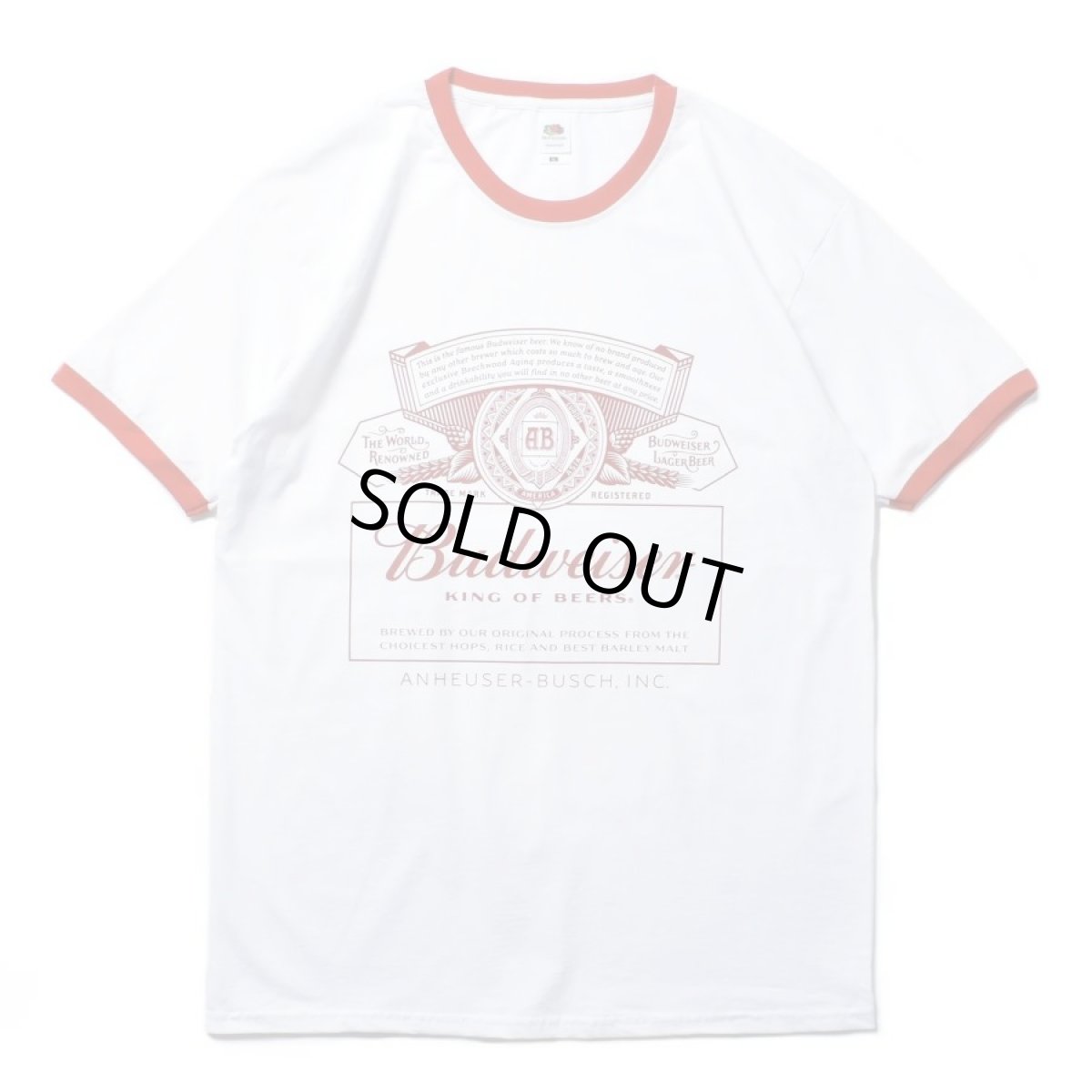 画像1: Budweiser Ringer T-Shirts - WhiteｘRed (1)