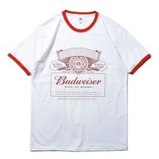 画像1: Budweiser Ringer T-Shirts WhiteｘRed / バドワイザー リンガー Tシャツ ホワイト ｘレッド (1)