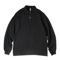 画像1: Los Angeles Apparel 6.5oz L/S Polo T-Shirts Black / ロサンゼルスアパレル 6.5オンス ロングスリーブ ポロ Tシャツ ブラック (1)