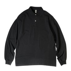 画像1: Los Angeles Apparel 6.5oz L/S Polo T-Shirts - Black (1)