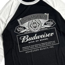 画像4: Budweiser Raglan Sleeve T-Shirts BlackｘWhite / バドワイザー ラグラン スリーブ Tシャツ ブラックｘホワイト (4)