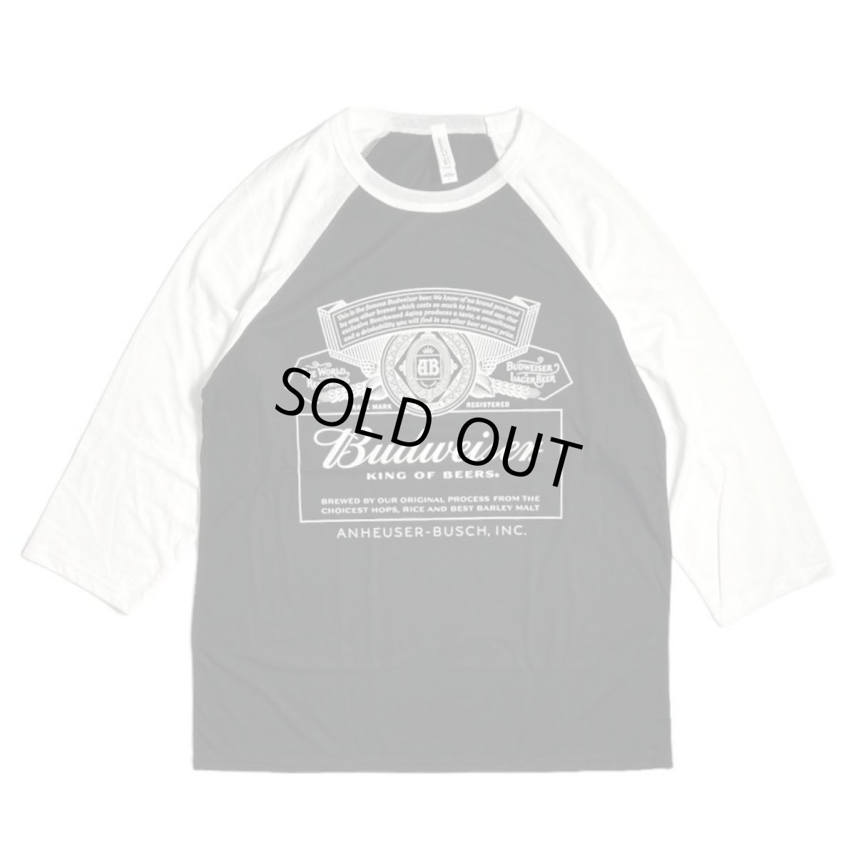画像1: Budweiser Raglan Sleeve T-Shirts - BlackｘWhite (1)