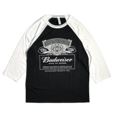 画像1: Budweiser Raglan Sleeve T-Shirts BlackｘWhite / バドワイザー ラグラン スリーブ Tシャツ ブラックｘホワイト (1)
