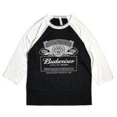 画像1: Budweiser Raglan Sleeve T-Shirts - BlackｘWhite (1)