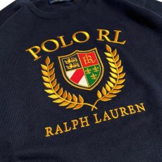 画像4: Polo Ralph Lauren Crest Embroidery Cotton Sweater Navy / ポロ ラルフローレン コットン クルーネック セーター ネイビー (4)