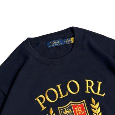 画像3: Polo Ralph Lauren Crest Embroidery Cotton Sweater Navy / ポロ ラルフローレン コットン クルーネック セーター ネイビー (3)