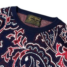 画像2: Hagerstown Cotton Paisley Sweater - NavyｘRed (2)