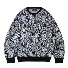 画像1: Hagerstown Cotton Paisley Sweater - BlackｘWhiteｘBlue (1)