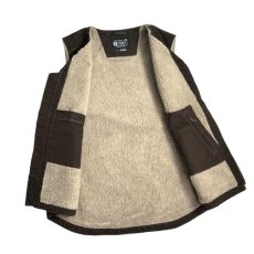 画像6: Carhartt USA Relaxed Fit Washed Duck Sherpa-Lined Vest - Dark Brown (6)
