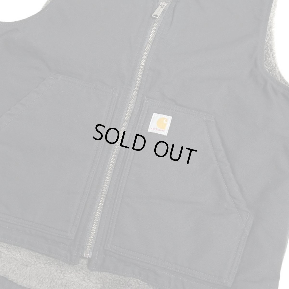 画像5: Carhartt USA Relaxed Fit Washed Duck Sherpa-Lined Vest - Black (5)