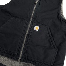 画像5: Carhartt USA Relaxed Fit Washed Duck Sherpa-Lined Vest Black / カーハート リラックスフィット シェルパライン ダックベスト ブラック (5)