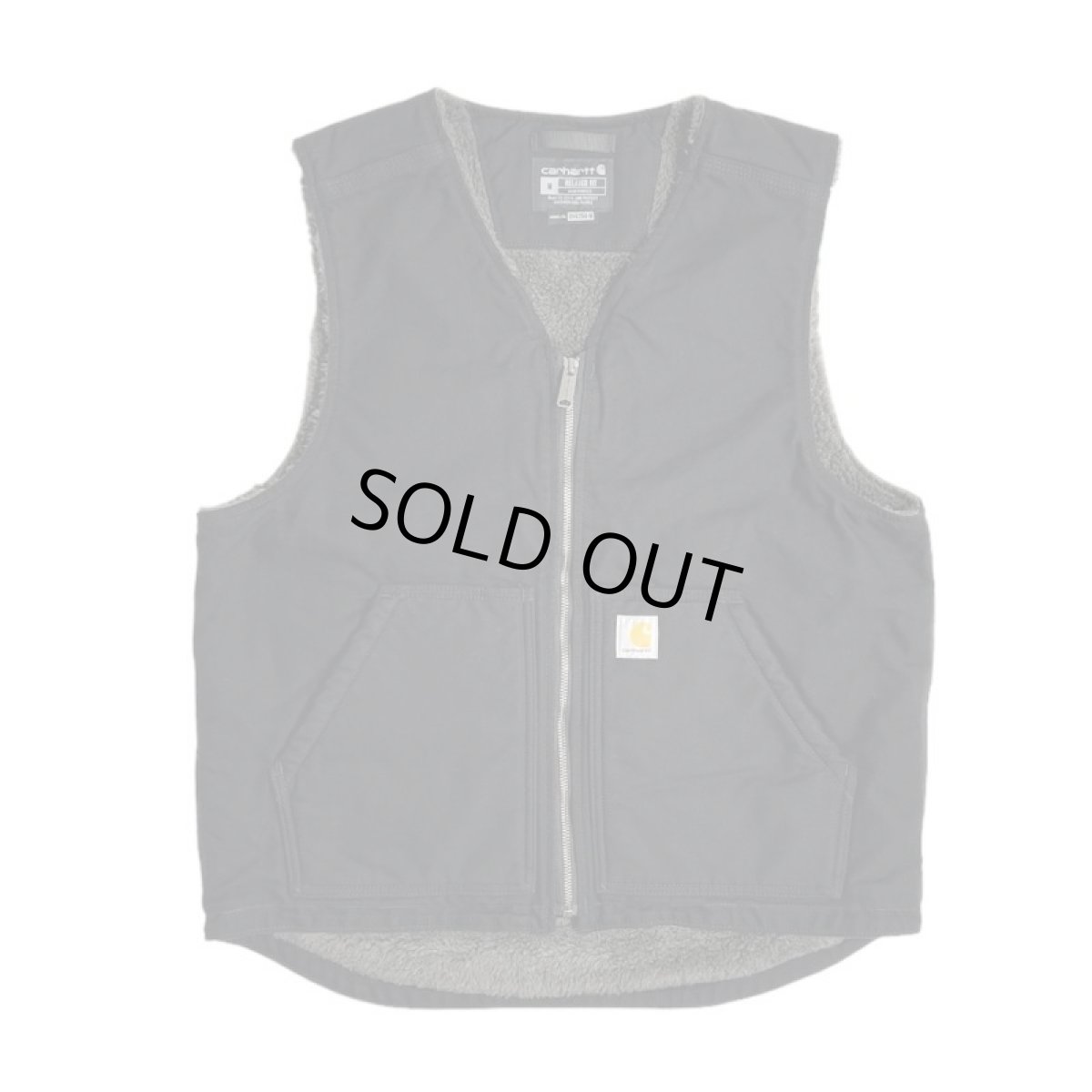 画像1: Carhartt USA Relaxed Fit Washed Duck Sherpa-Lined Vest - Black (1)