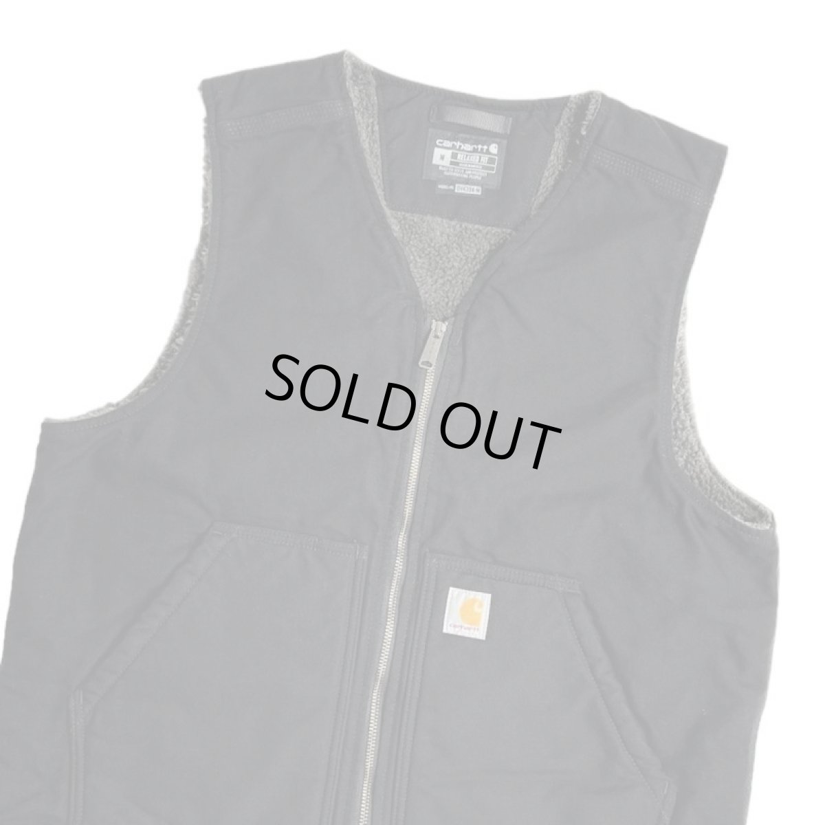 画像3: Carhartt USA Relaxed Fit Washed Duck Sherpa-Lined Vest - Black (3)